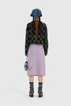 YANYAN KNITS Fall/Winter 2025: Wool plaid cropped sweater/mid-length skirt set YYK-YYW25-2021-GW (Sweater)
